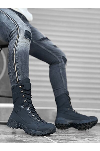BOA BA0605 Lace-up Black Nubuck Military Boots