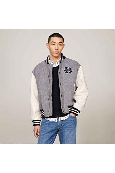 Tommy Hilfiger Erkek Gri Yün Karışımlı Mont