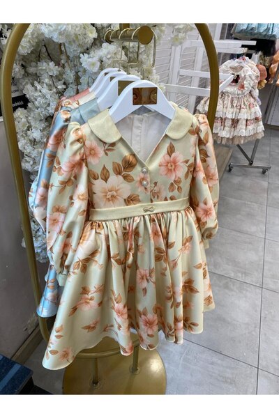 Miss Lorin Kids Flower-Patterned Satin Children's Dress