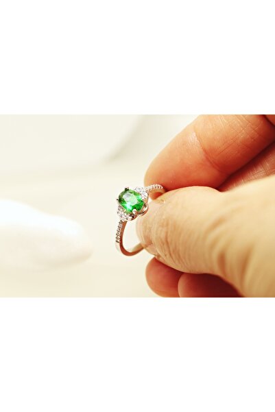 atellier47 925 silver ring size 53 with green zircon