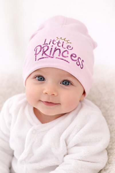 PRİNCESS Baby hat "Little Princess" pink and white - soft cotton, newborns 0-...