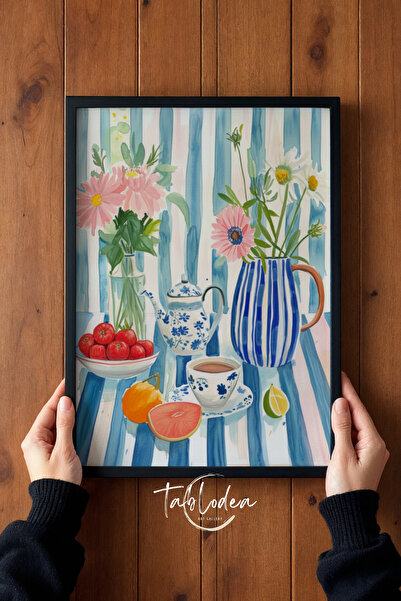 tablodea Poster înrămat cu model cafea și fructe pentru decorarea bucătăriei ...