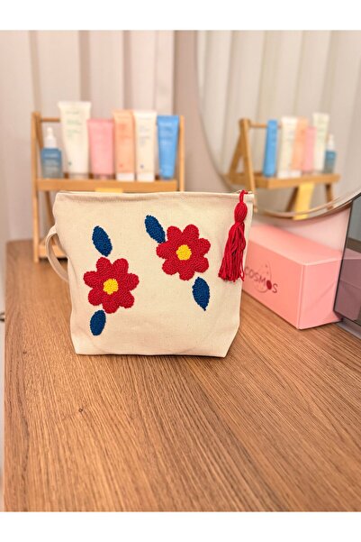 Cosmos Türkiye Çiçek Desenli Punch Clutch İçi Astarlı Fermuarlı Çanta (25 cm ...