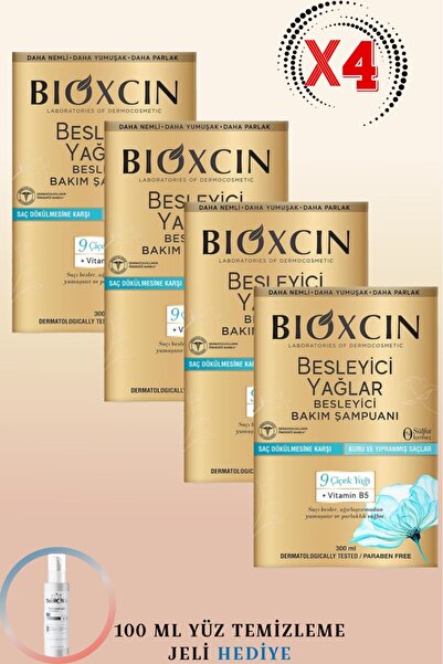 Bioxcin Shampoo Containing Nourishing Oils 300 ml 4 Pcs + 100ml Facial Cleans...