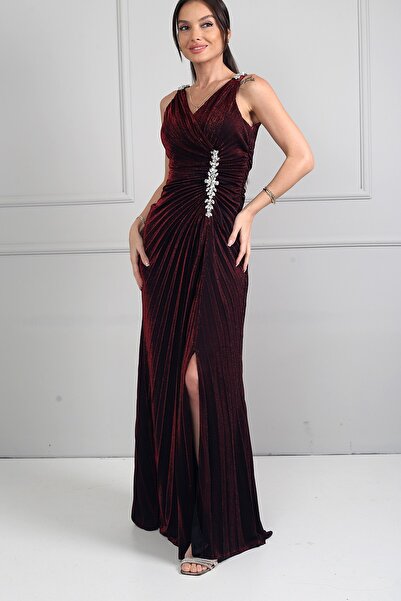 By Saygı Women's Double Breasted Collar Thick Stone Detailed Front Stones Shi...