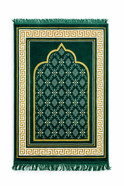 TRModam سجادة صلاة مخملية 110x70 سم - ناعمة الملمس، مطرزة بخيوط دوديا