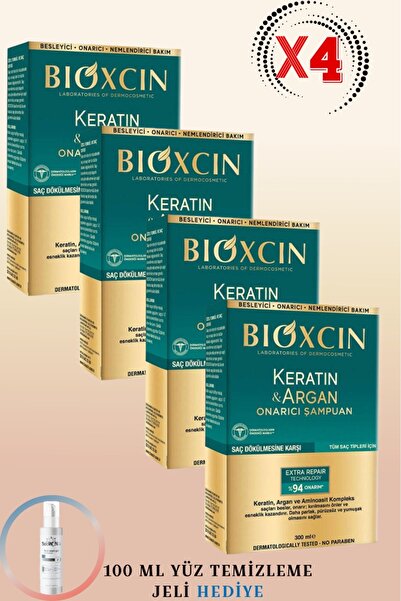Bioxcin Keratin Argan Repair Shampoo Against Hair Loss 300ml 4 Pcs + 100ml Fa...