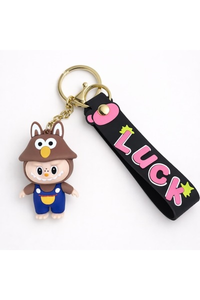 OEM Silicone Keychain with Character Figure for Kids and Black Strap 'Luck'