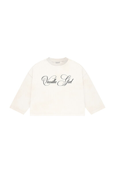 lethestudios Vanilla Girl Printed Long Sleeve Basic T-Shirt