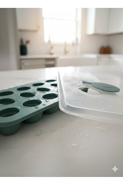 English Home Mixed Shapes Plastic Kitchen Utensil Green 250 ml Ice Mold