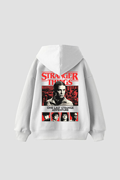 Sekizbiraltı One Last Strange Printed Oversize Unisex White Hoodie