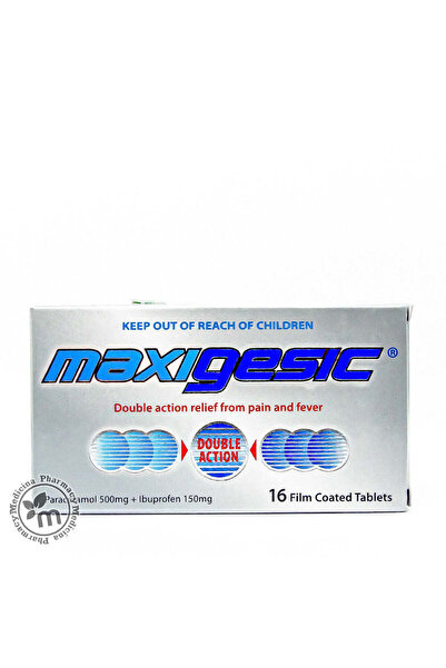 maxigesic Double Action 500mg Paracetamol & 150mg Ibuprofen for Pain & Fever ...