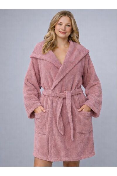 EMİLLİE Halat de baie curbat cu glugă -100% BUMBAC