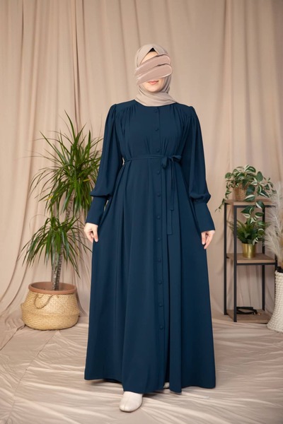 Nissra فستان أنكا نور بأزرار على الكتف وربطة عنق ANKA265130