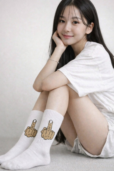 çorapdunyam unisex 1 Çift Orta Parmak İşaret Kolej Çorap