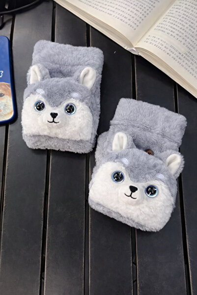 MD Moda Accessories Plush Dog Figured Gloves