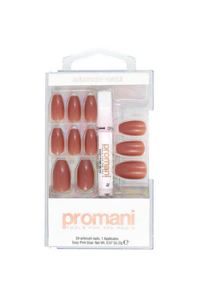 Promani طلاء أظافر بني بالبخاخ باستخدام الغراء