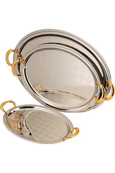 Generic Oval serving tray set with side handles suitable for serving dates an...