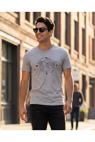 REDTAG Menâ€™s Grey Graphic T-Shirt