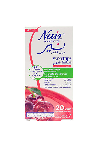 Nair شرائح شمع الجسم ومناديل ناعمة بخلاصة الكرز للبشرة الحساسة