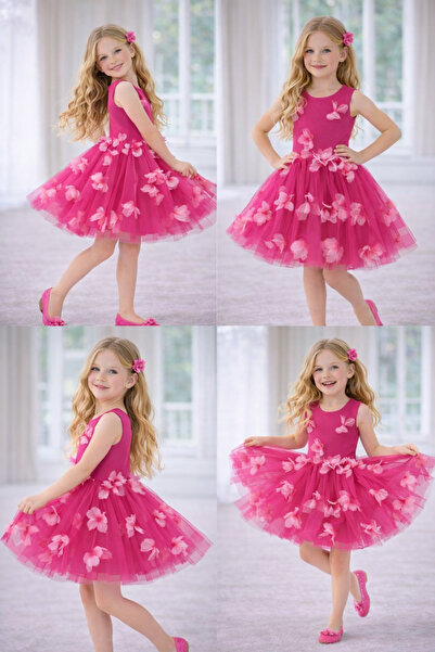 ENDESTORE Kız Çocuk 23 Nisan 29 Ekim 10Kasım abiye Gösteri Elbisesi