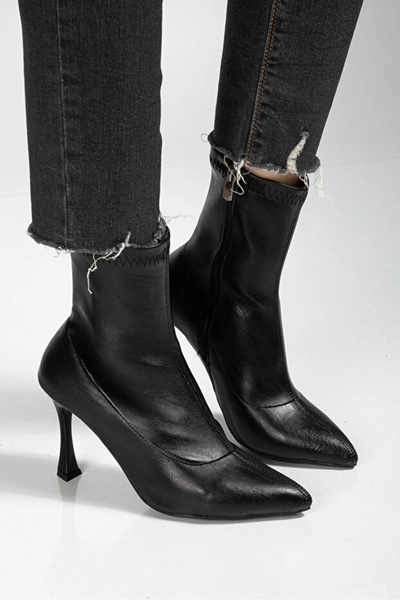 Paroner Orjen Black Leather Stretch Heeled Boots