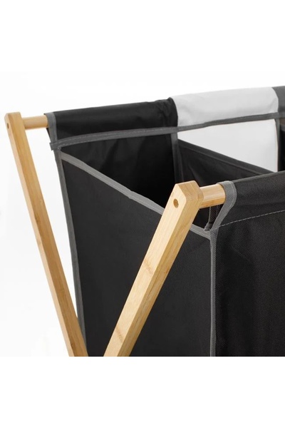 ELITECOMMERCEMARKET Laundry Basket with Bamboo Frame Tricolor 72.5x40x74cm