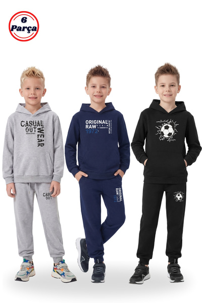 FYK COLLECTİON Σετ 3 τεμαχίων για αγόρια με διάφορα εμπριμέ φούτερ με κουκούλ...