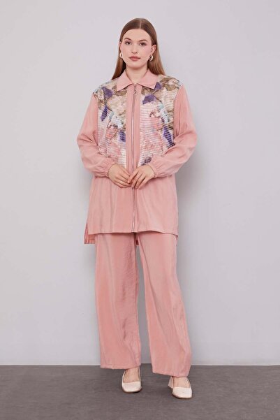 Levidor Pink Mesh Printed Double Set