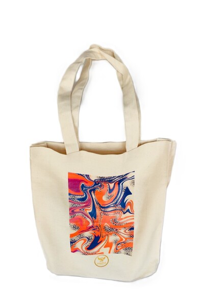 Seraphé Special Design Patterned Gabardine Shoulder Bag 40X35X8 cm with Bellows