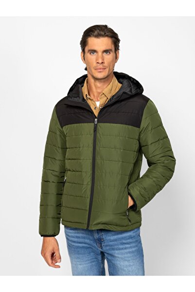 Heavy Tools Men's Neko avocado hooded quilted jacket M