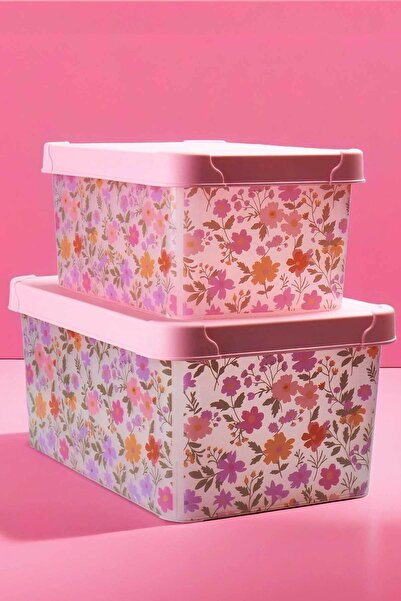 QUTU Style Box Flowers (Çiçek) Desenli Dekoratif Oyuncak ve Saklama Şeffaf Ku...
