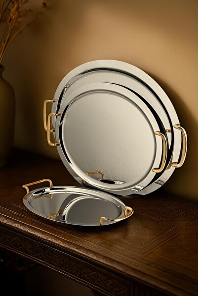 ALSAIF Oval Serving Tray Set with Side Handles