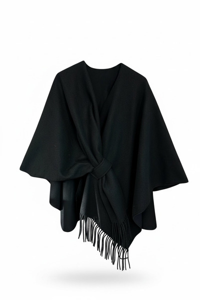 Ranasubaşı Kaşe Poncho-Black