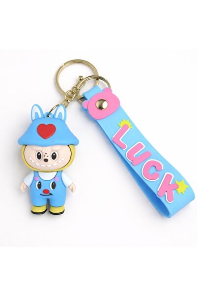 OEM Silicone Keychain with Character Figure for Kids and Blue Strap 'Luck'