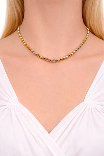femline قلادة نسائية ذهبية اللون بتصميم خرز بسيط