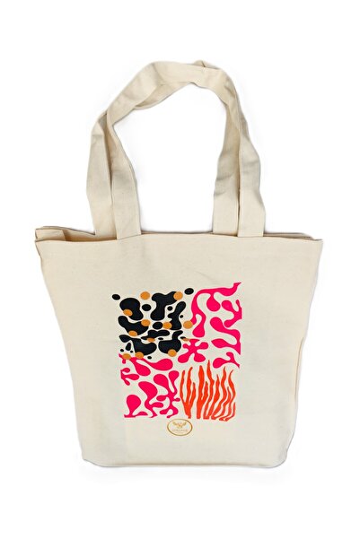 Seraphé Special Design Patterned Gabardine Shoulder Bag 40X35X8 cm with Bellows