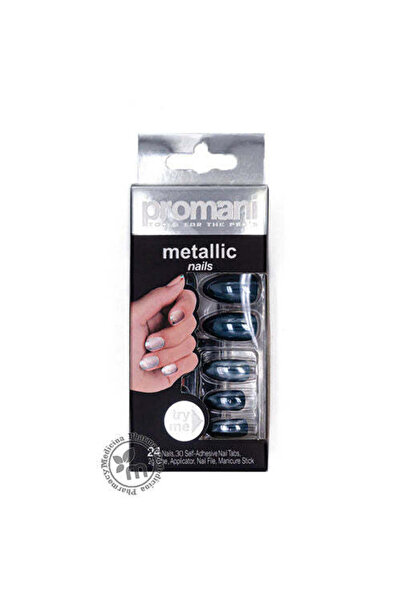 Promani طقم أظافر معدني باللون الأزرق الداكن