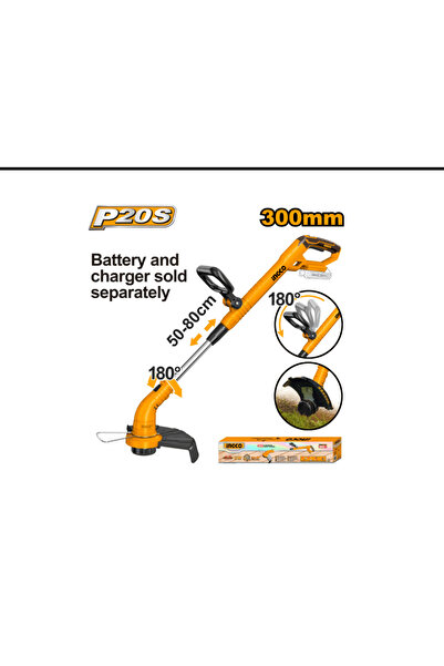 Ingco Mașină de tuns iarba fără fir 300 mm 20 V (fără baterie și încărcător)