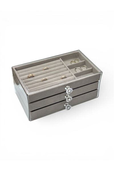 Akyüz Dekor 3 Çekmeceli Takı & Bijuteri Organizer Kutusu 10x23x13