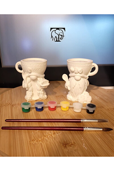 Turapia Design Sevgililer Gününe Özel Çift Boyama Seti Kahveli Şans Cücesi Ta...