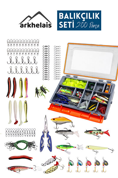 Arkhelais 200 Parça Balık Yem Seti – Silikon Minnow, Jig, Kurşun, İğne – Tatl...