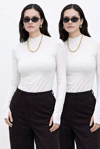 oshebu Women's 2-Piece Finger-Through Detailed Bodysuit