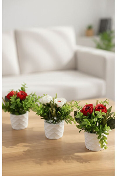 Yapay Çiçek Deposu مجموعة من 3 باقات من الأوكالبتوس الاصطناعي في وعاء خرساني ...