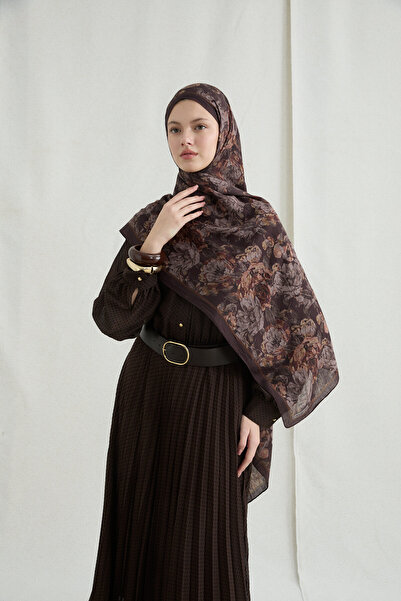 cs camellia scarf Αμπέρ Κράσ Σάλ - Καφέ