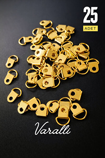 Varalli Tablo Çerçeve Sarı Gold Askı Aparatı Tablo Askılığı Tablo Askısı Mont...