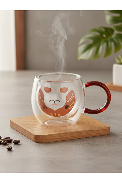 Tohana Double Wall Animal Glass Mug 280 ml