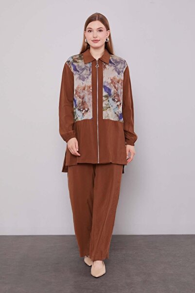 Levidor Coffee Mesh Printed Double Set