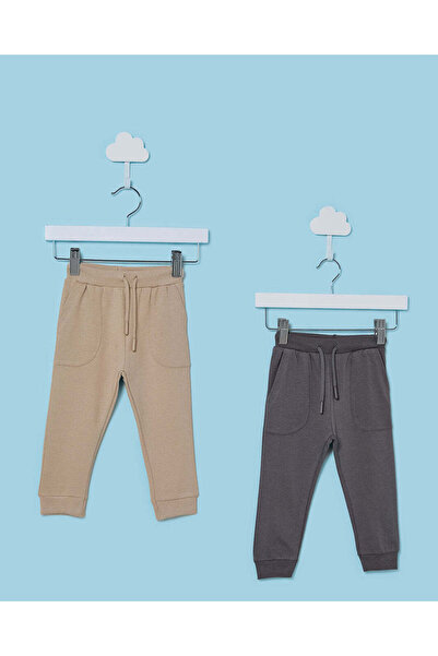 REDTAG Infant Boys Brown And Charcoal Track Pants Set (Pack Of 2)