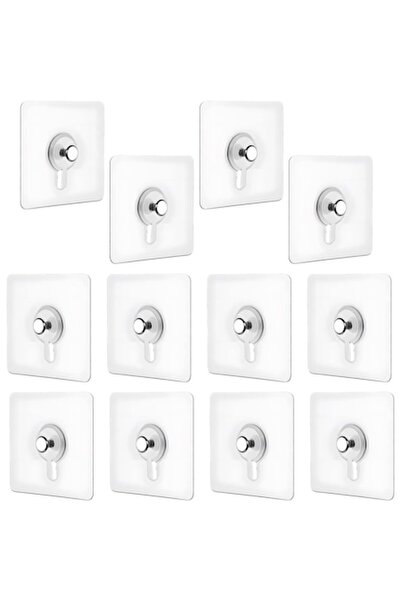 RABY Set de 12 cârlige adezive pentru tablouri, transparente, 5,8x5,8cm